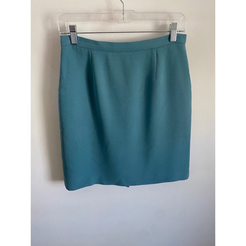 Petite Sophisticate Teal Blue Pencil Skirt Vintage Size 8 Career Business Mini